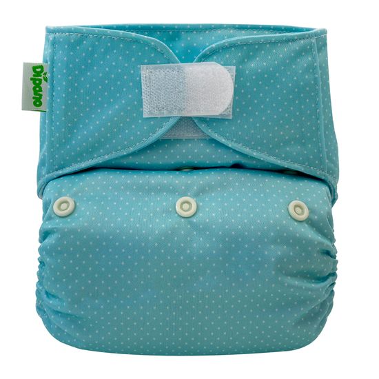 Capa de Fralda Ecológica de Pano em Velcro Estampa Petit Poá Verde Água